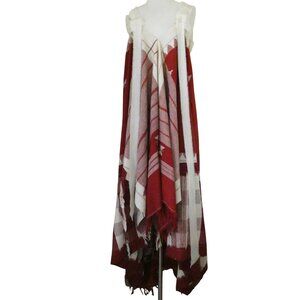 AJNA fringe hem Redwood cotton silk midi dress fits S M asymmetric hem OOAK